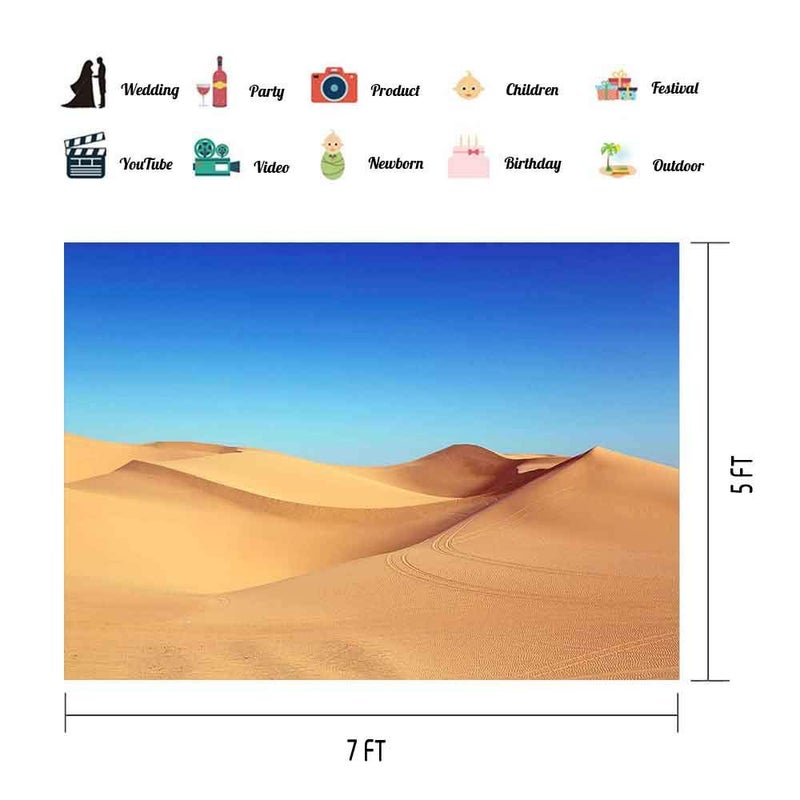 EOA 7(W) x5(H) FT Desert Sand Dune Backdrop Wild West Blue Sky Landscape Picture Photography Background Mysterious Birthday Party Kids Children Adult Photoshot YouTube Booth Studio Prop - Image 2